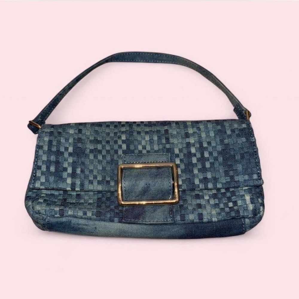 Urban Outfitters NWT Woven Denim Buckle Baguette Shoulder Bag